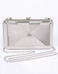 Textured Shiny Metal Box Clutch