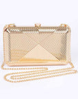 Textured Shiny Metal Box Clutch