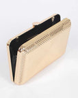 Textured Shiny Metal Box Clutch