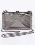 Textured Shiny Metal Box Clutch