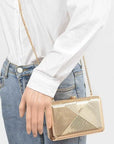 Textured Shiny Metal Box Clutch