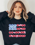 Flower USA Flag Graphic Fleece Sweatshirts