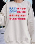 Flower USA Flag Graphic Fleece Sweatshirts