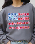 Flower USA Flag Graphic Fleece Sweatshirts