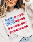 Flower USA Flag Graphic Fleece Sweatshirts