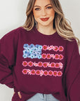 Flower USA Flag Graphic Fleece Sweatshirts