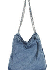 Denim Quilted Large Shoulder Bag