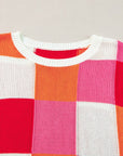 Color Block Cap Sleeve Sweater