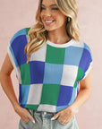 Color Block Cap Sleeve Sweater