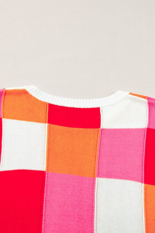 Color Block Cap Sleeve Sweater