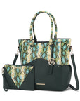 MKF Iris Snake Tote Bag Wristlet Pouch by Mia K