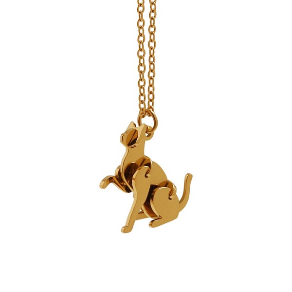 Movable God and Cat Necklace