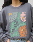 Distressed Boho flower Graphic Fleece Sweatshirts