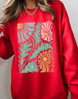 Distressed Boho flower Graphic Fleece Sweatshirts