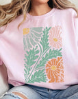 Distressed Boho flower Graphic Fleece Sweatshirts