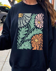 Distressed Boho flower Graphic Fleece Sweatshirts