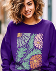 Distressed Boho flower Graphic Fleece Sweatshirts