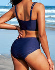 High Waisted V Neck Ruched Waterproof Bikini Set