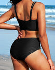 High Waisted V Neck Ruched Waterproof Bikini Set