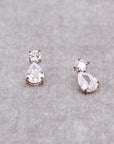 Small Stone Faceted Round Tear Stud Earrings