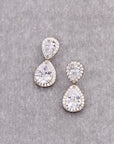 Small Stone Faceted Round Tear Stud Earrings