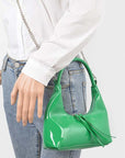 Patent Finish Top Handle Convertible Clutch Bag