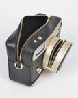 Patent Finish Top Handle Convertible Clutch Bag - Camera Themed