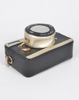 Patent Finish Top Handle Convertible Clutch Bag - Camera Themed