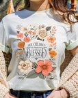 Blessed Floral Graphic T Shirts