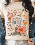 Blessed Floral Graphic T Shirts