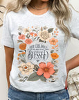 Blessed Floral Graphic T Shirts