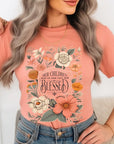 Blessed Floral Graphic T Shirts