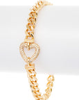 CZ Micro Setting Heart Shape Chain Bracelet