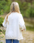 Floral Embroidered Cottagecore Cardigan — Open Front