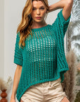 BiBi Hollowed Out Short Sleeve Knit Cover Up