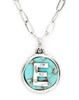 Initial E Turquoise Pendant Necklace