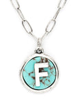 Initial F Turquoise Pendant Necklace