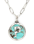 Initial P Turquoise Pendant Necklace