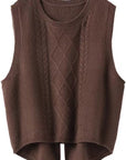 Cable Knit Slit Sweater Vest