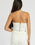 Emory Park Denim Corset Top with Rosette Detail