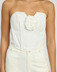 Emory Park Denim Corset Top with Rosette Detail