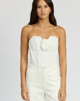 Emory Park Denim Corset Top with Rosette Detail