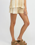 Emory Park Striped Crochet Shorts