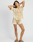 Emory Park Striped Crochet Shorts