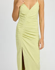 Emory Park Ruched Satin Dress with Crossed Back