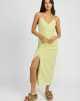 Emory Park Ruched Satin Dress with Crossed Back