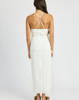 Emory Park Ruched Satin Dress with Crossed Back