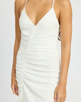 Emory Park Ruched Satin Dress with Crossed Back