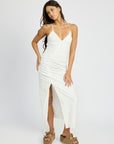 Emory Park Ruched Satin Dress with Crossed Back