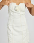 Emory Park Denim Tube Dress with Rosette Detail